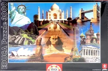 Пазл-3000 Коллаж Достопримечательности мира (13427) обложка книги
