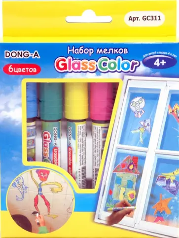 Мелки для стекла 6 цветов Glass Color (GC311) обложка книги