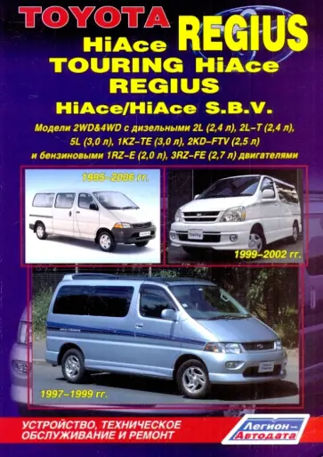 Toyota HiAce Regius/Touring HiAce/Regius/HiAce S.B.V.1995-2006. Устройство, техобслуживание и ремонт обложка книги