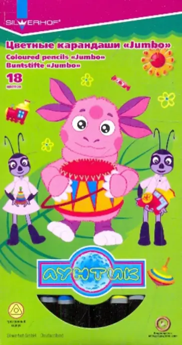 Карандаши 18 цветов (Jumbo) треугольный корпус "Лунтик" (131828-03) обложка книги