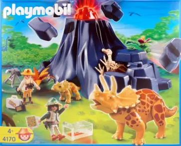 Трицераптор с детенышем у вулкана (4170) обложка книги