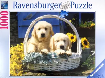 Пазл-1000 "Щенки в корзине" (157181) обложка книги