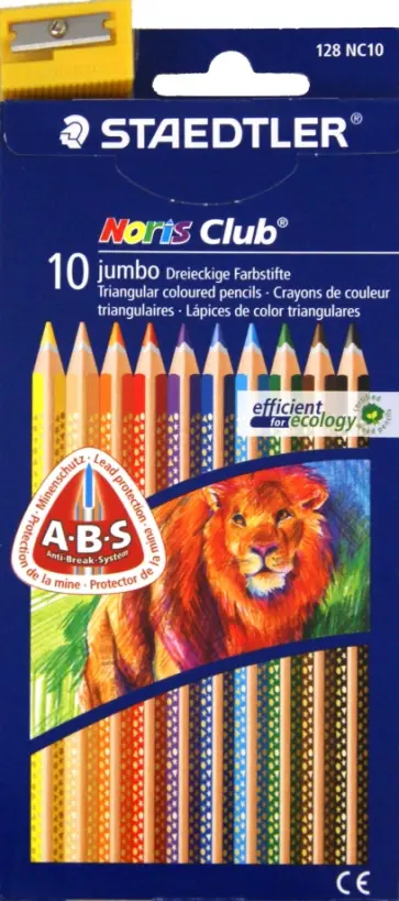 Карандаши 10 цветов + точилка (128 NC10 Noris Club 127 Jumbo) обложка книги
