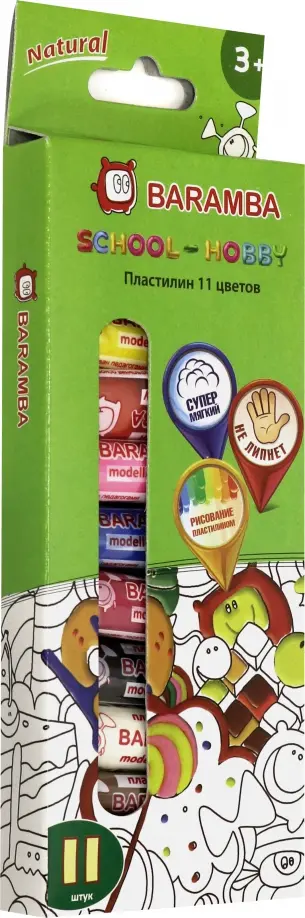 Пластилин (11 цветов, 165 гр., раскраска) (B26011) обложка книги