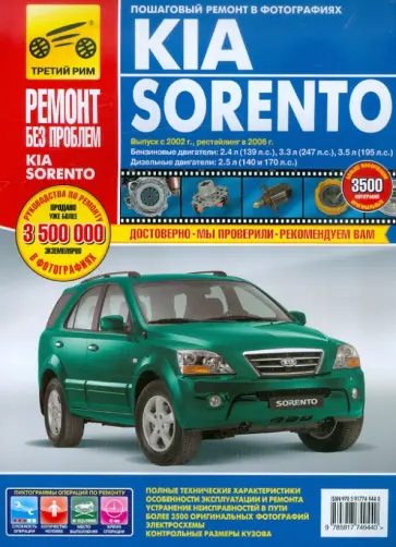 Kia Sorento. Выпуск с 2002 г. Рестайлинг в 2006 г. Руководство по эксплуатации, тех. обсл. и ремонту обложка книги
