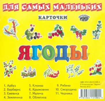 Ягоды. Карточки обложка книги