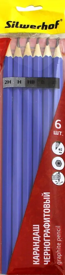 Набор карандашей чернографитных "Zeichner" 6 штук, 2H-2B (120620-00) обложка книги