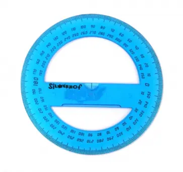 Транспортир 360 градусов, цветной прозрачный, в ассортименте (160131) обложка книги