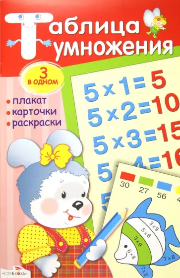 Таблица умножения. Плакат, карточки, раскраски обложка книги