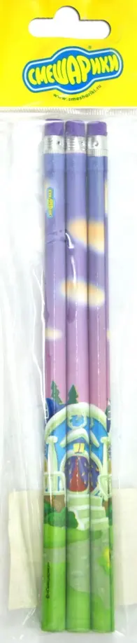 Набор простых карандашей "Смешарики", 3 штуки обложка книги