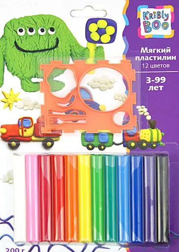 Мягкий пластилин с формочкой, 12 цветов, 200 г. (46643) обложка книги