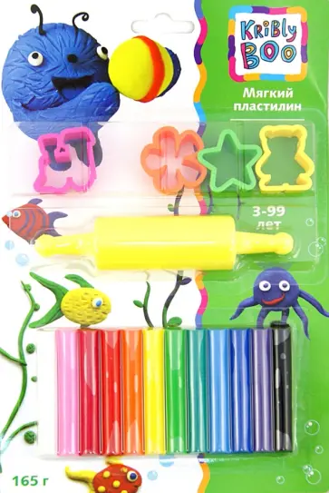 Мягкий пластилин с формочками и роликом, 12 шт. (46644) обложка книги