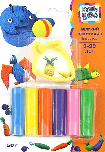 Мягкий пластилин с формочкой, 6 цветов, 50 гр. (46642) обложка книги