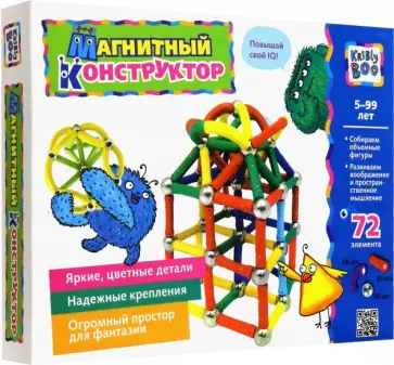 Магнитный конструктор в коробке, 72 элементов, 3 типа (34337 ) обложка книги