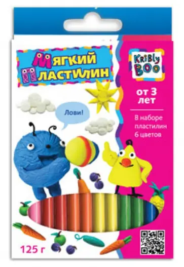 Мягкий пластилин 6 цветов, 125 гр., 12 штук (46648) обложка книги