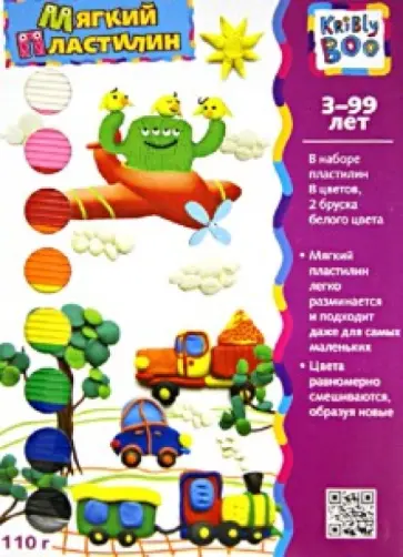 Мягкий пластилин 110 гр., 9 штук, 8 цветов (46645) обложка книги
