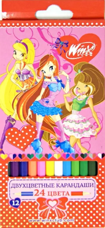 Карандаши двухцветные, 12 штук, 24 цвета (7-12-24/WFD) обложка книги