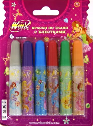 Краски по ткани с глитером, 6 цветов (FBR076B/WHJ) обложка книги