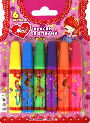Краски по ткани неоновые, 6 цветов (FBM076B/WFD) обложка книги
