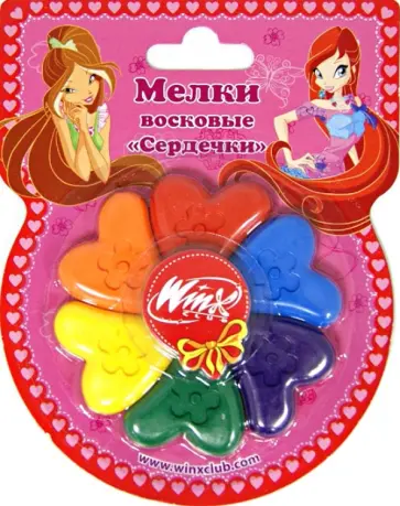 Мелки восковые в виде сердечек, 6 цветов (PC104/WFD) обложка книги