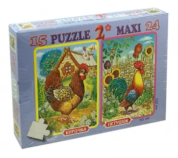 Пазл 15/24 элемента "Курочка/Петушок" (К-3907) обложка книги