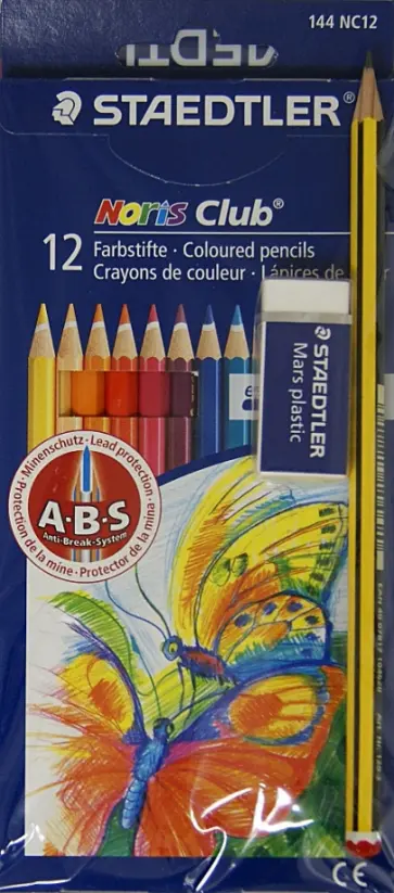 Карандаши 12 цветов + 1 чернографитный + ластик "Noris Club" (61SET610) обложка книги