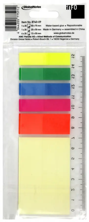 Набор клейких закладок с перфорацией, с линейкой (8740-09) обложка книги