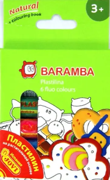 Пластилин флуоресцентный (6 цветов х 14 гр) + раскраска (B90060F) обложка книги