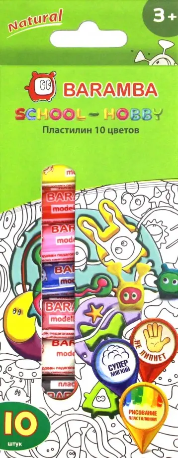 Пластилин 10 цветов, 14 грамм (B26010) обложка книги