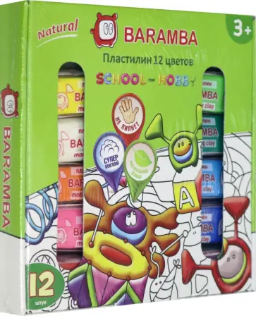 Пластилин. 12 цветов 25 грамм. В картонной коробке (B30012) обложка книги