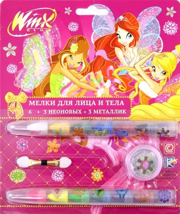 Мелки для лица и тела. 12 цветов: 6 основных, 3 металлик, 3 неоновых; с блестками ((FW-12G/WHJ)) обложка книги