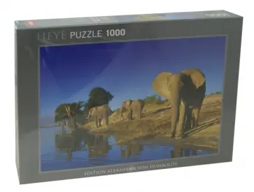 Puzzle-1000 "Слоны на водопое" (29595) обложка книги