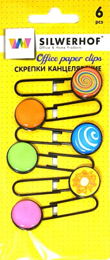 Скрепки канцелярские CANDY, 6 шт (492016) обложка книги