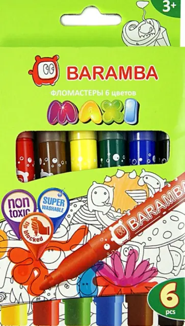 Фломастеры Макси, 6 цветов, на водной основе обложка книги