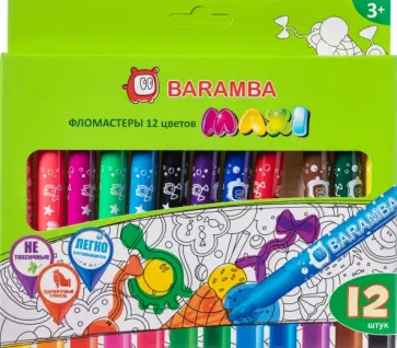 Фломастеры "Макси" 12 цветов, на водной основе (B81012) обложка книги