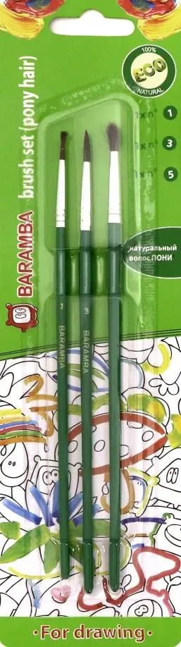 Набор кистей пони № 1, 3, 5 в блистере (B820135) обложка книги