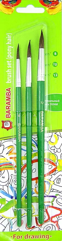 Набор кистей пони № 8, 10, 12 в блистере (B8281012) обложка книги