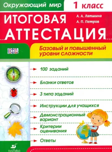 Лапшина, Петров - Окружающий мир. 1 класс. Итоговая аттестация. ФГОС Лапшина, Петров - Окружающий мир. 1 класс. Итоговая аттестация. ФГОС обложка книги