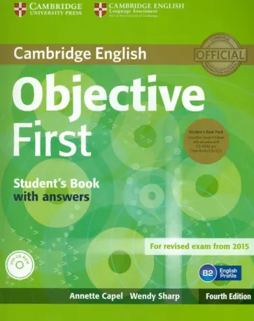 Capel, Sharp - Objective First 4 Edition  Student's Book Pack with answers  +CD-ROM x2 обложка книги