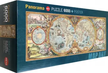 Puzzle-6000 Карта полушарий, панорама обложка книги