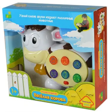 Игрушка развивающая "Корова веселая" (77183) обложка книги