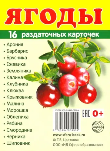 Раздаточные карточки "Ягоды" (16 карточек) обложка книги