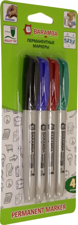 Набор перманентных маркеров (4 цвета) (BM0034) обложка книги