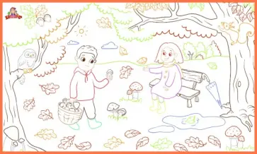 Раскраска-наклейка настенная "Времена года. Осень" Раскраска-наклейка настенная "Времена года. Осень" обложка книги