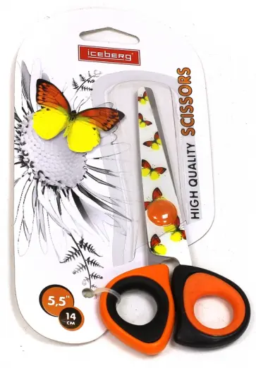 Ножницы детские школьные БАБОЧКИ, цвет в ассортименте (SP 6008) обложка книги