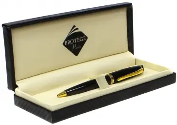 Ручка шариковая, цвет корпуса черный с золотистой отделкой (120702) обложка книги