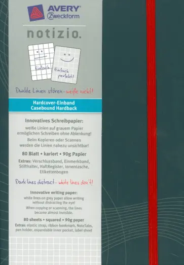 Блокнот Notizio. Твердая обложка. Серый. 80 листов, А5 обложка книги