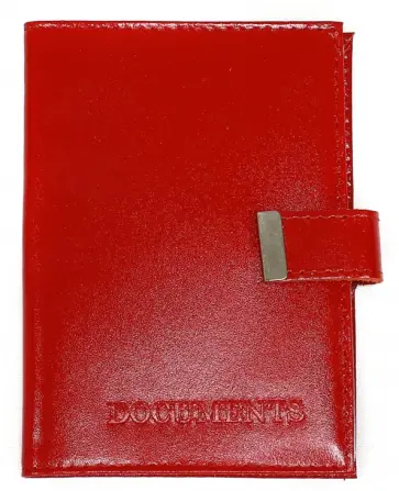 Обложка на автодокументы с кнопкой (кожа, красная) обложка книги