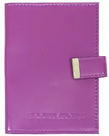 Обложка на автодокументы с кнопкой (кожа, фиолетовая)