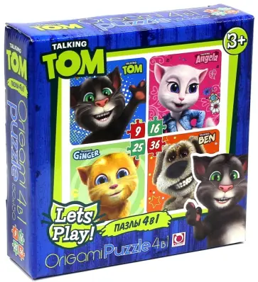 Пазлы 4 в 1 "Talking Tom" (9, 16, 25, 36 элементов) (01012) обложка книги